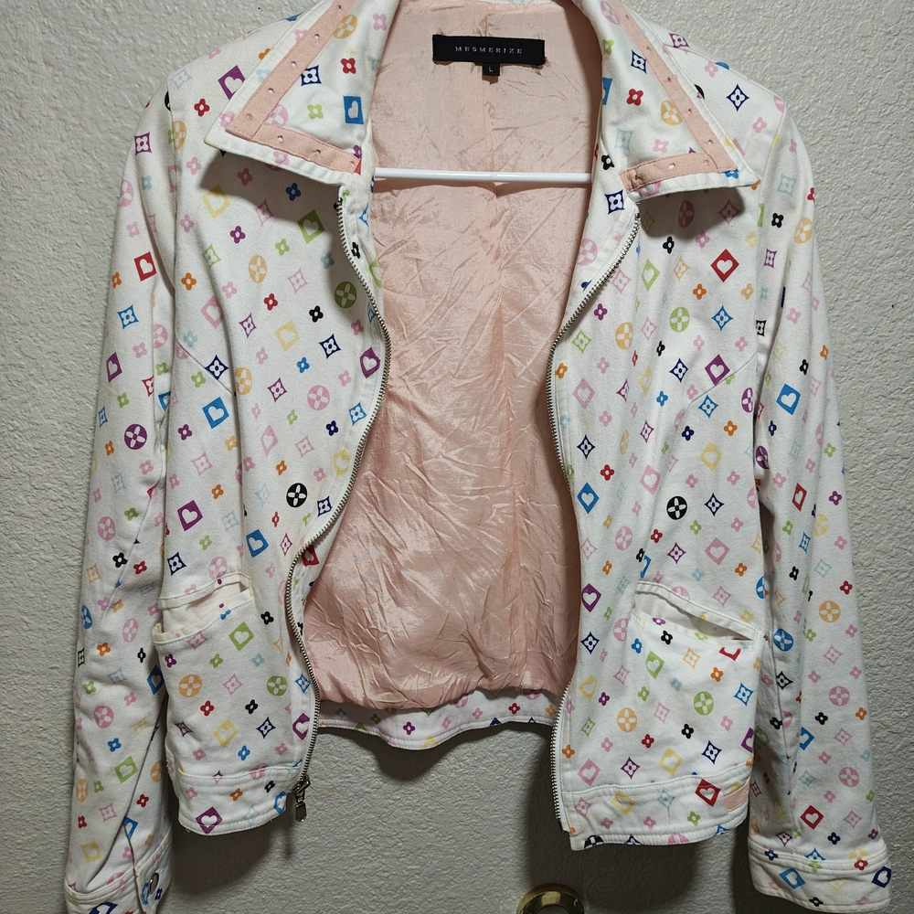 Multicolor Patterned Women's Bomber Jacket - Picture 3 of 5